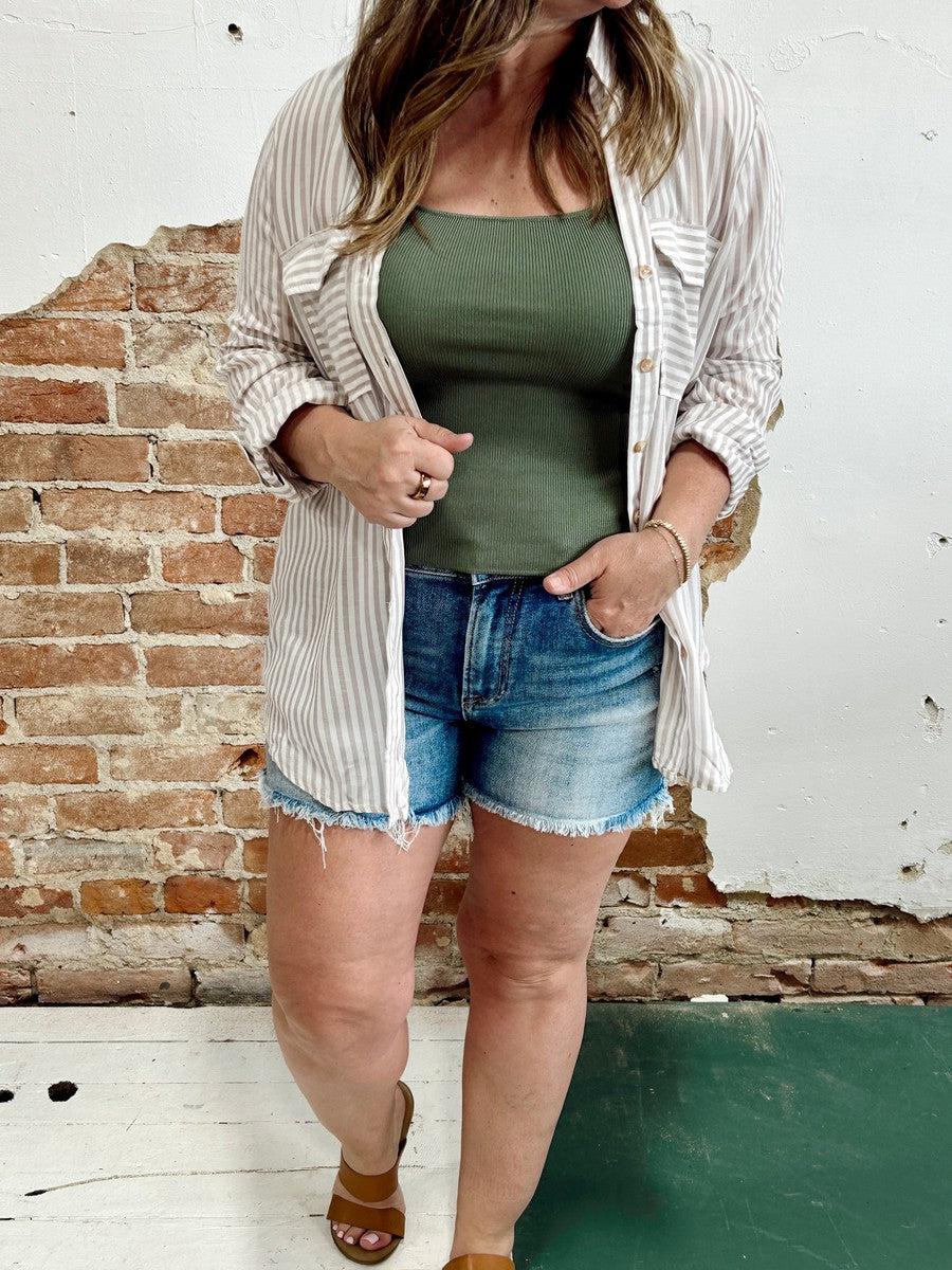 Spring Classic Striped Top in Khaki-Tops-[option4]-[option5]-[option6]-Shop-Womens-Boutique-Store