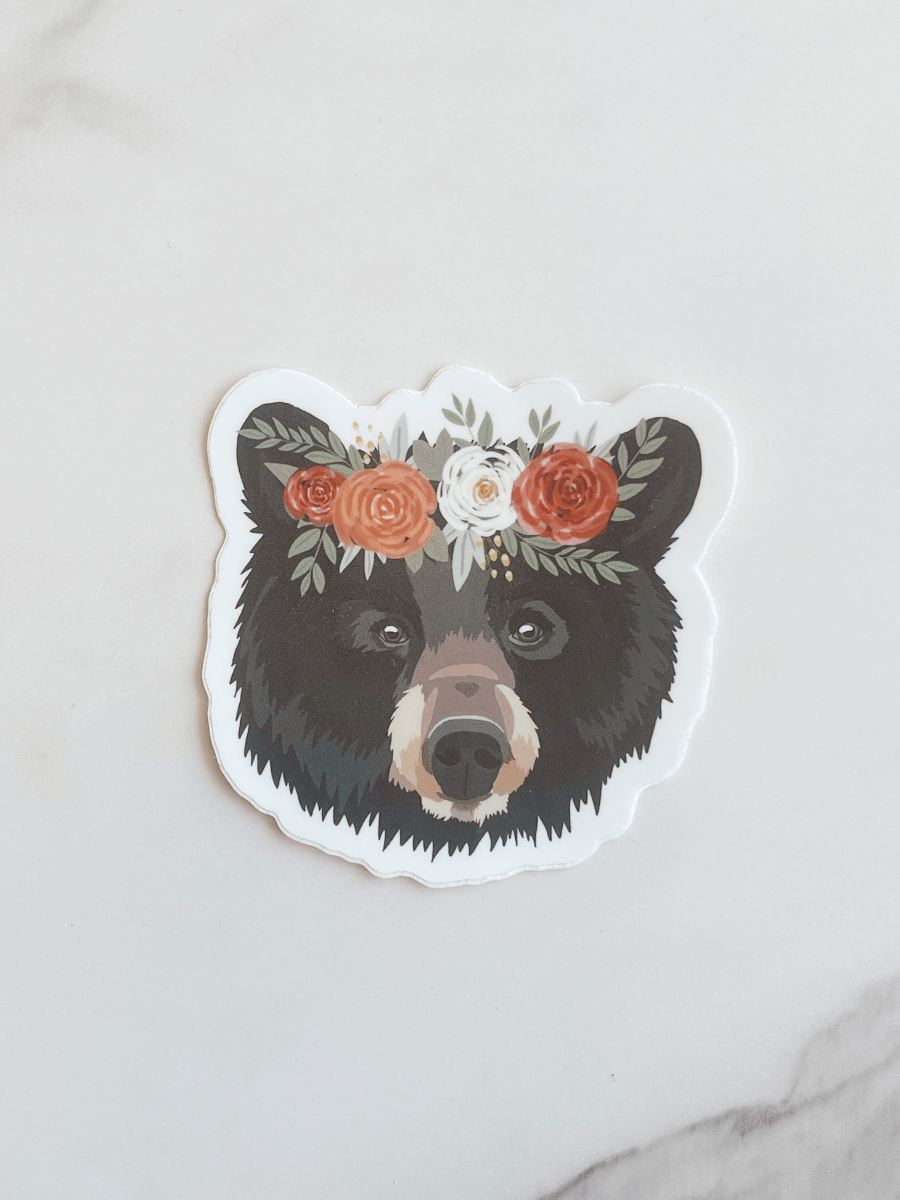 Bear in Floral Crown Sticker-Gifts + Candles-[option4]-[option5]-[option6]-Shop-Womens-Boutique-Store