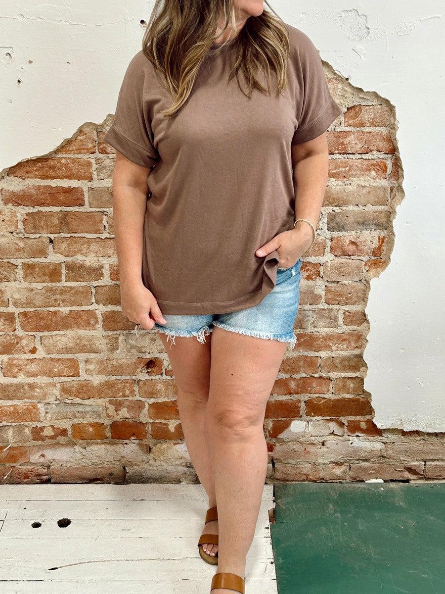 Boxy Taupe Tee-Tops-[option4]-[option5]-[option6]-Shop-Womens-Boutique-Store