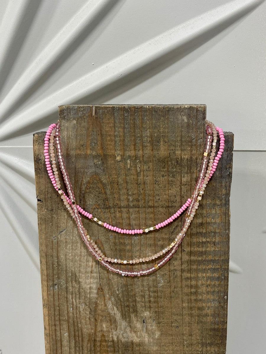 Diedra Pink Beaded Necklace-Accessories-[option4]-[option5]-[option6]-Shop-Womens-Boutique-Store