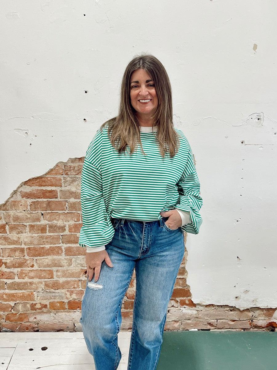 Green Apple Striped Top-Tops-[option4]-[option5]-[option6]-Shop-Womens-Boutique-Store