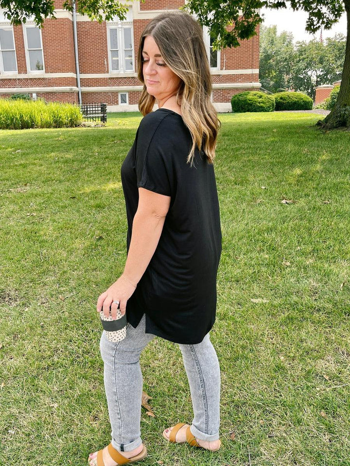 Long Lines Tee in Black-Tops-[option4]-[option5]-[option6]-Shop-Womens-Boutique-Store