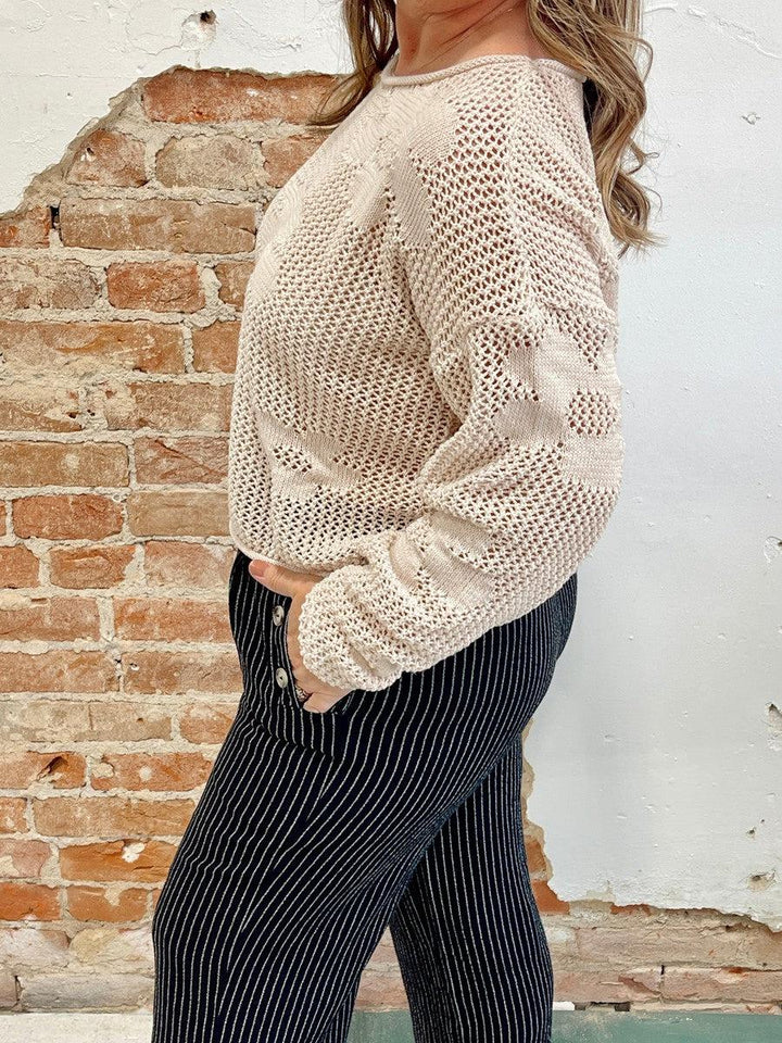 Neutral Daisy Sweater-Tops Long Sleeve-[option4]-[option5]-[option6]-Shop-Womens-Boutique-Store