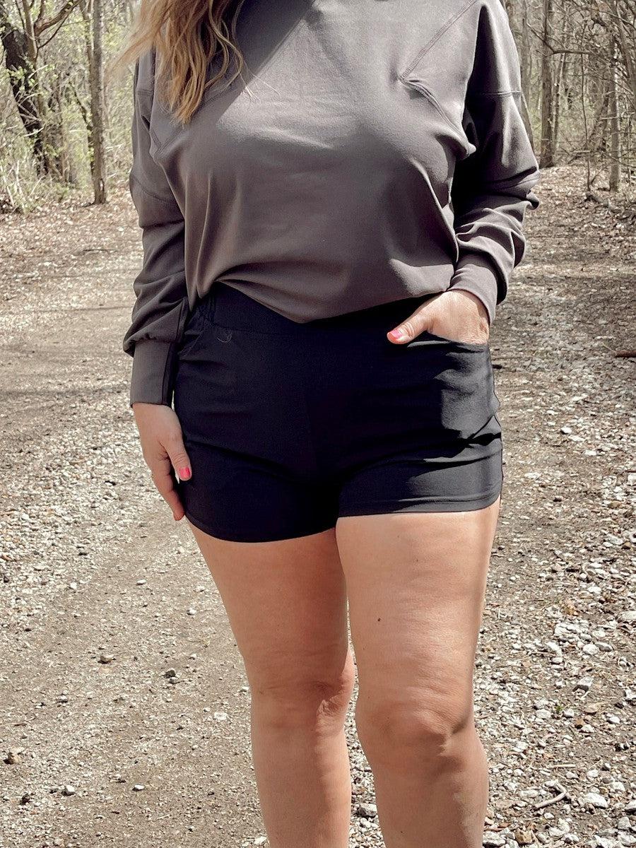 On a Walk Shorts in Black-Bottoms-[option4]-[option5]-[option6]-Shop-Womens-Boutique-Store