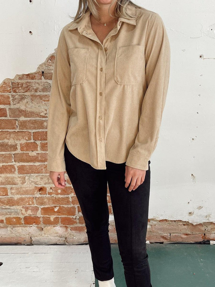 Stand By Me Corduroy Shirt in Camel-Tops-[option4]-[option5]-[option6]-Shop-Womens-Boutique-Store