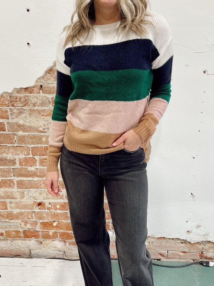 Striped Block Sweater in Navy-Tops-[option4]-[option5]-[option6]-Shop-Womens-Boutique-Store