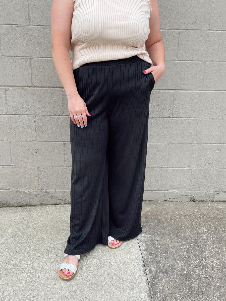 Ribbed Pull On Pants-Bottoms-[option4]-[option5]-[option6]-Shop-Womens-Boutique-Store