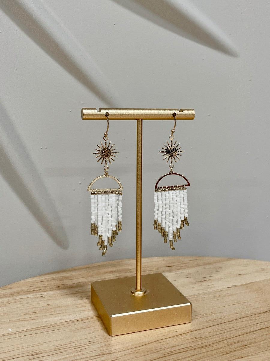 Yang White Beaded Earrings-Accessories-[option4]-[option5]-[option6]-Shop-Womens-Boutique-Store