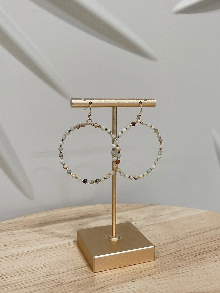 Zeva Amazonite & Gold Earrings-Accessories-[option4]-[option5]-[option6]-Shop-Womens-Boutique-Store