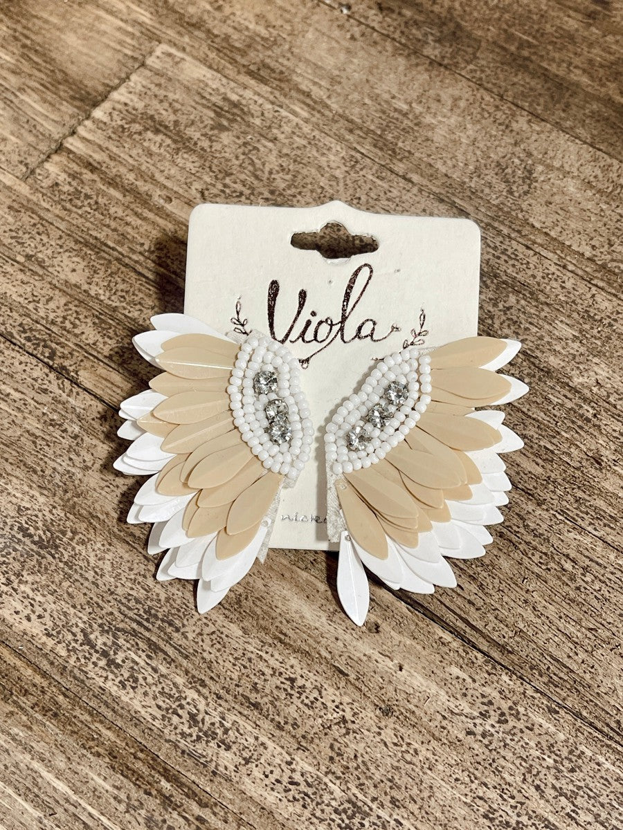Bridal Feather & Beaded Earrings-Accessories-[option4]-[option5]-[option6]-Shop-Womens-Boutique-Store