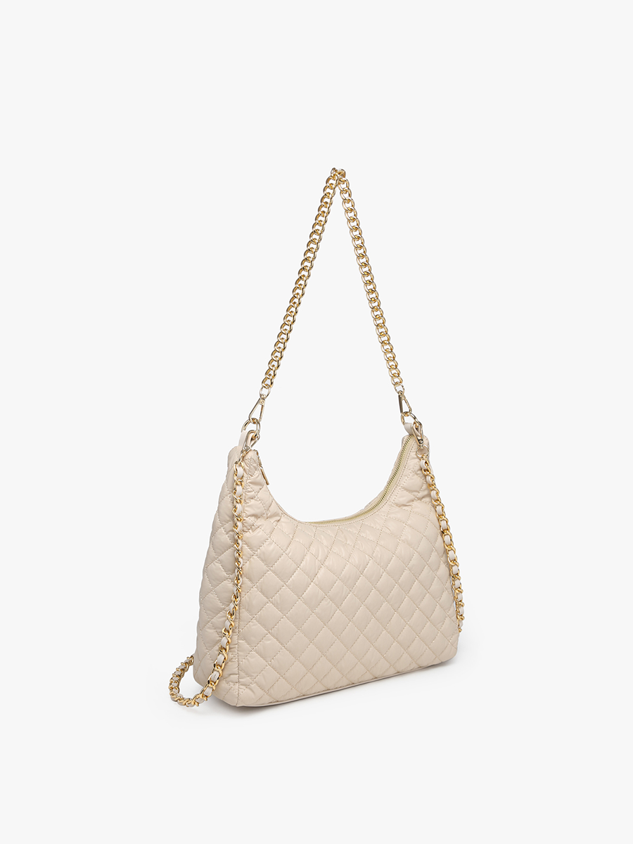 Bristol Quilted Nylon Hobo w/ Chain Strap-Accessories-[option4]-[option5]-[option6]-Shop-Womens-Boutique-Store