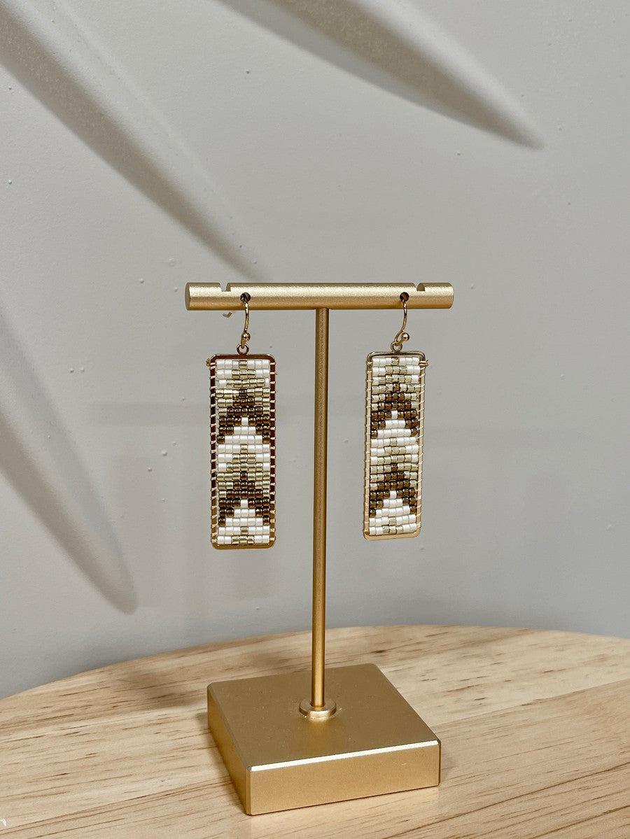 Polly Gold & White Beaded Earrings-Accessories-[option4]-[option5]-[option6]-Shop-Womens-Boutique-Store