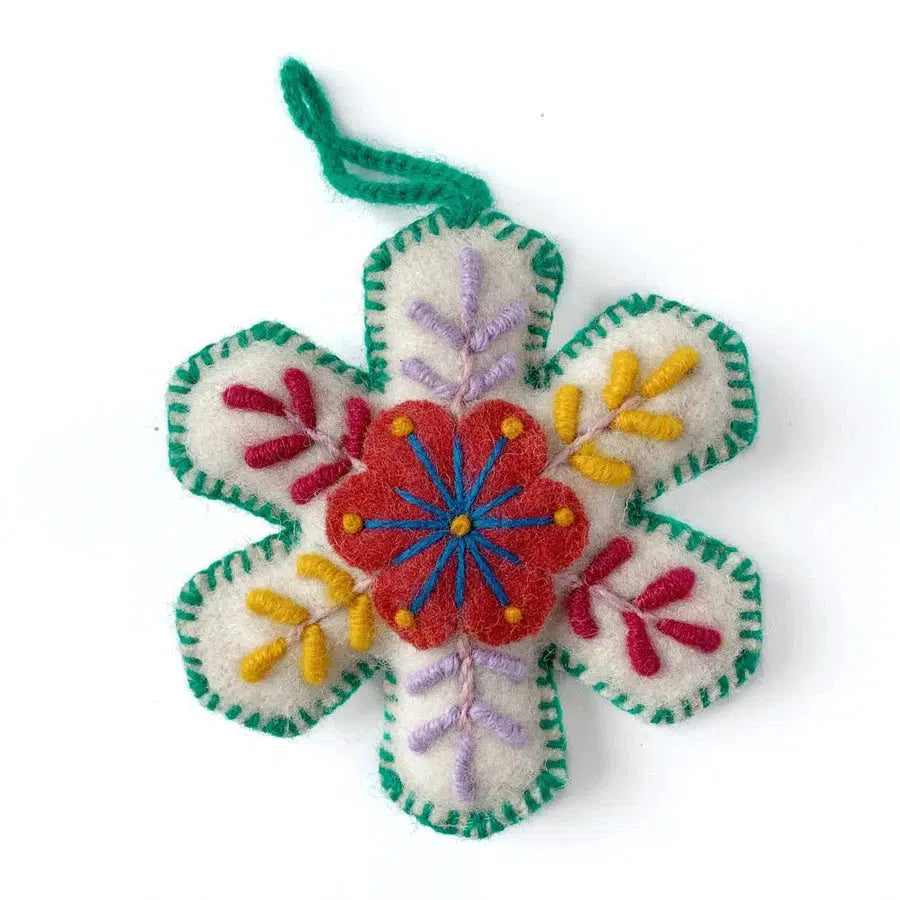 Snowflake Embroidered Wool Ornament-Home + Entertain-[option4]-[option5]-[option6]-Shop-Womens-Boutique-Store