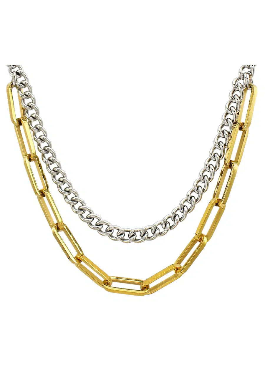 Stacked Two Tone Necklace-Accessories-[option4]-[option5]-[option6]-Shop-Womens-Boutique-Store