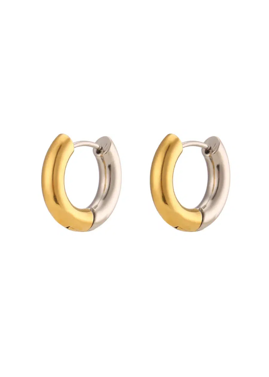 Two-Toned Huggie Earrings-Accessories-[option4]-[option5]-[option6]-Shop-Womens-Boutique-Store