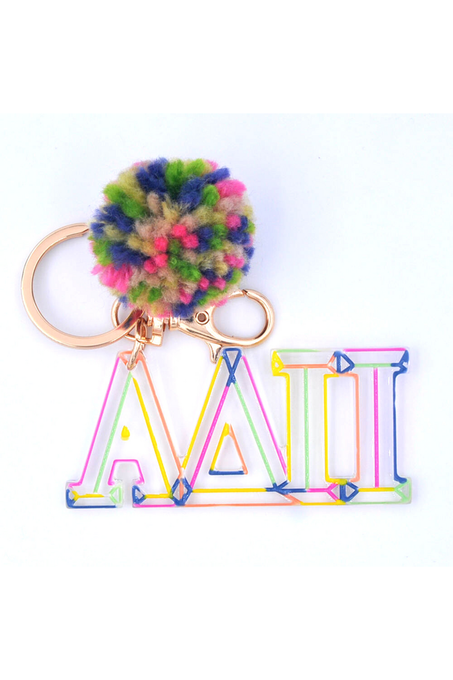 ADPi Colorblock Pom Keychain-Gifts + Candles-[option4]-[option5]-[option6]-Shop-Womens-Boutique-Store