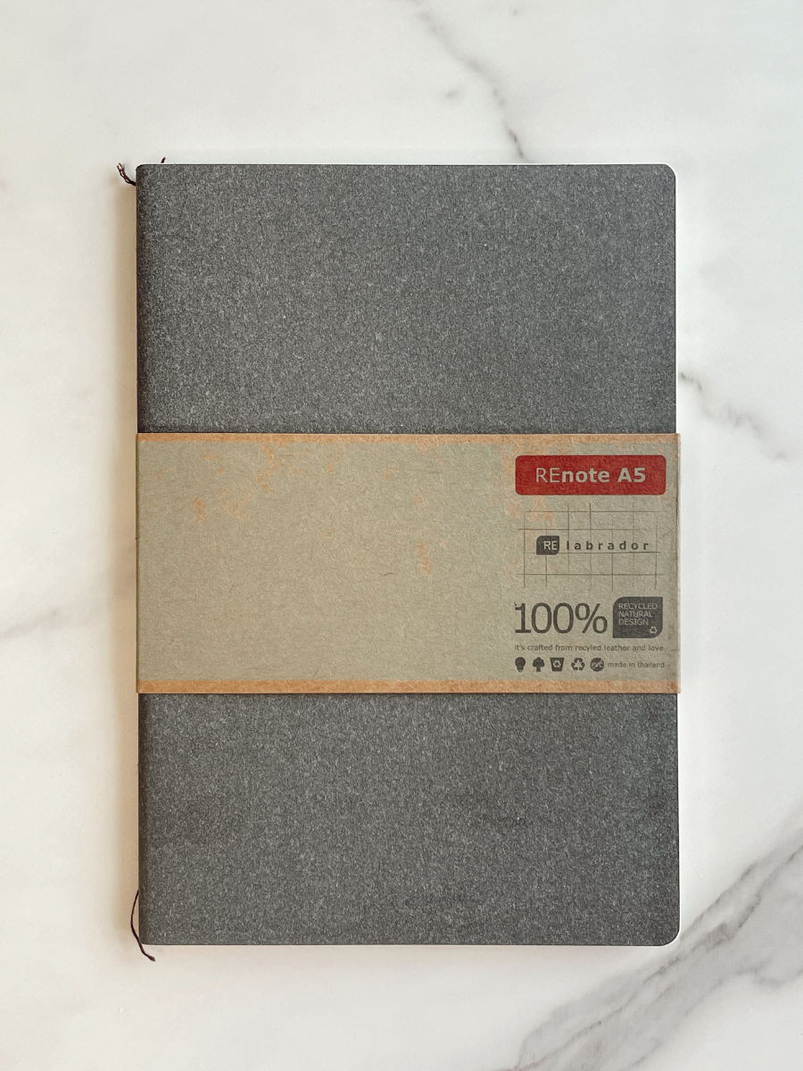 Grey Recycled Leather Book Bound Notebook-Gifts + Candles-[option4]-[option5]-[option6]-Shop-Womens-Boutique-Store