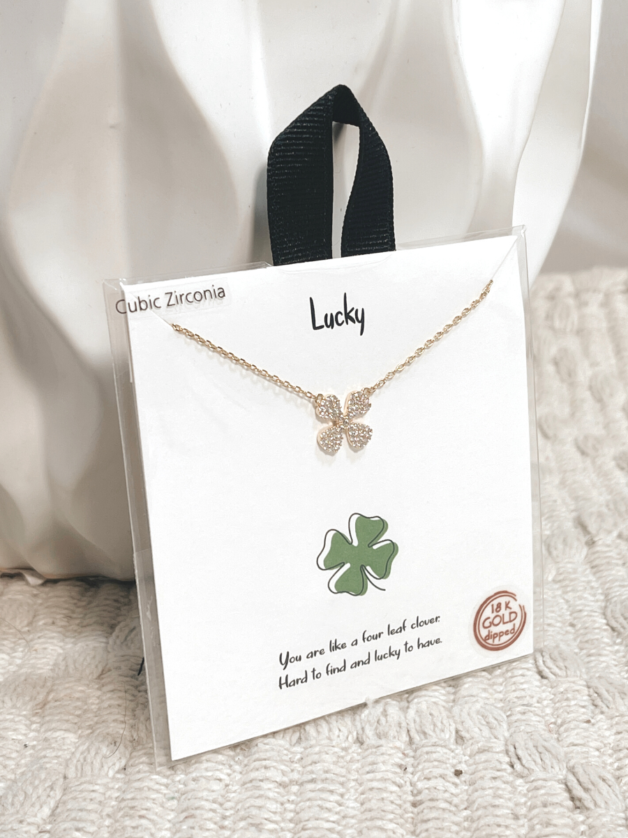 Lucky Stones Shamrock Necklace-Accessories-White-[option4]-[option5]-[option6]-Shop-Womens-Boutique-Store