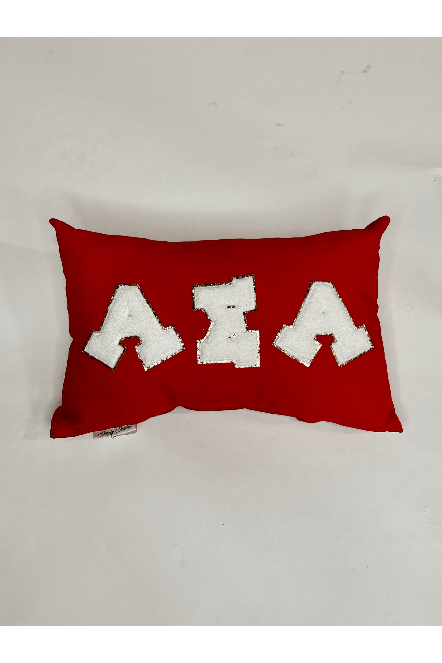 Greek Letter Chenille & Glitter Throw Pillow - Alpha Sigma Alpha-Gifts + Candles-[option4]-[option5]-[option6]-Shop-Womens-Boutique-Store