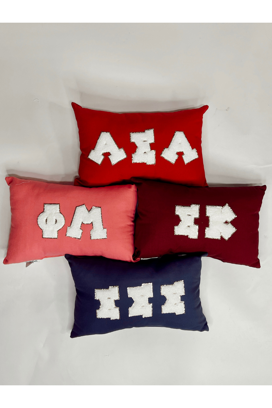 Greek Letter Chenille & Glitter Throw Pillow - Alpha Sigma Alpha-Gifts + Candles-[option4]-[option5]-[option6]-Shop-Womens-Boutique-Store