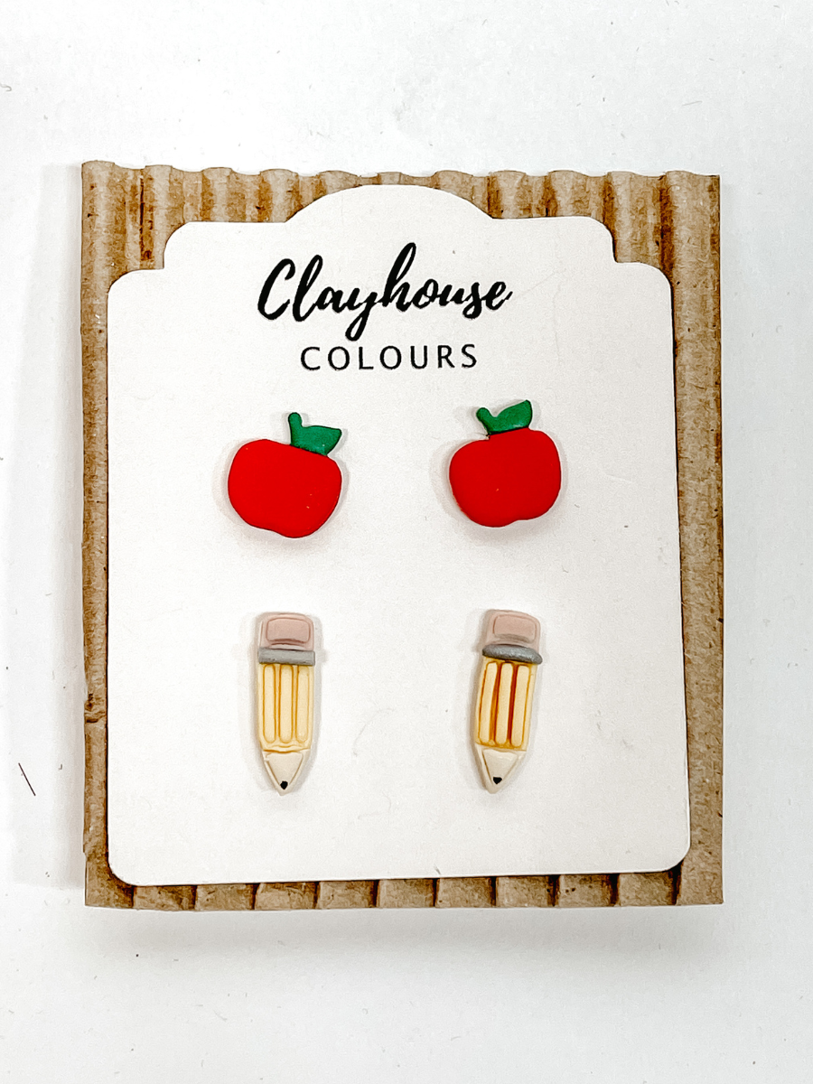 Clay Earrings-Accessories-Apple/Pencil Stud-[option4]-[option5]-[option6]-Shop-Womens-Boutique-Store