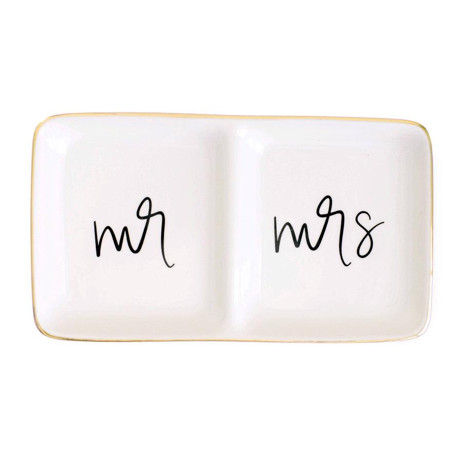 Mr. and Mrs. Jewelry Dish - Black and White - 7.2x4”-Home + Entertain-[option4]-[option5]-[option6]-Shop-Womens-Boutique-Store