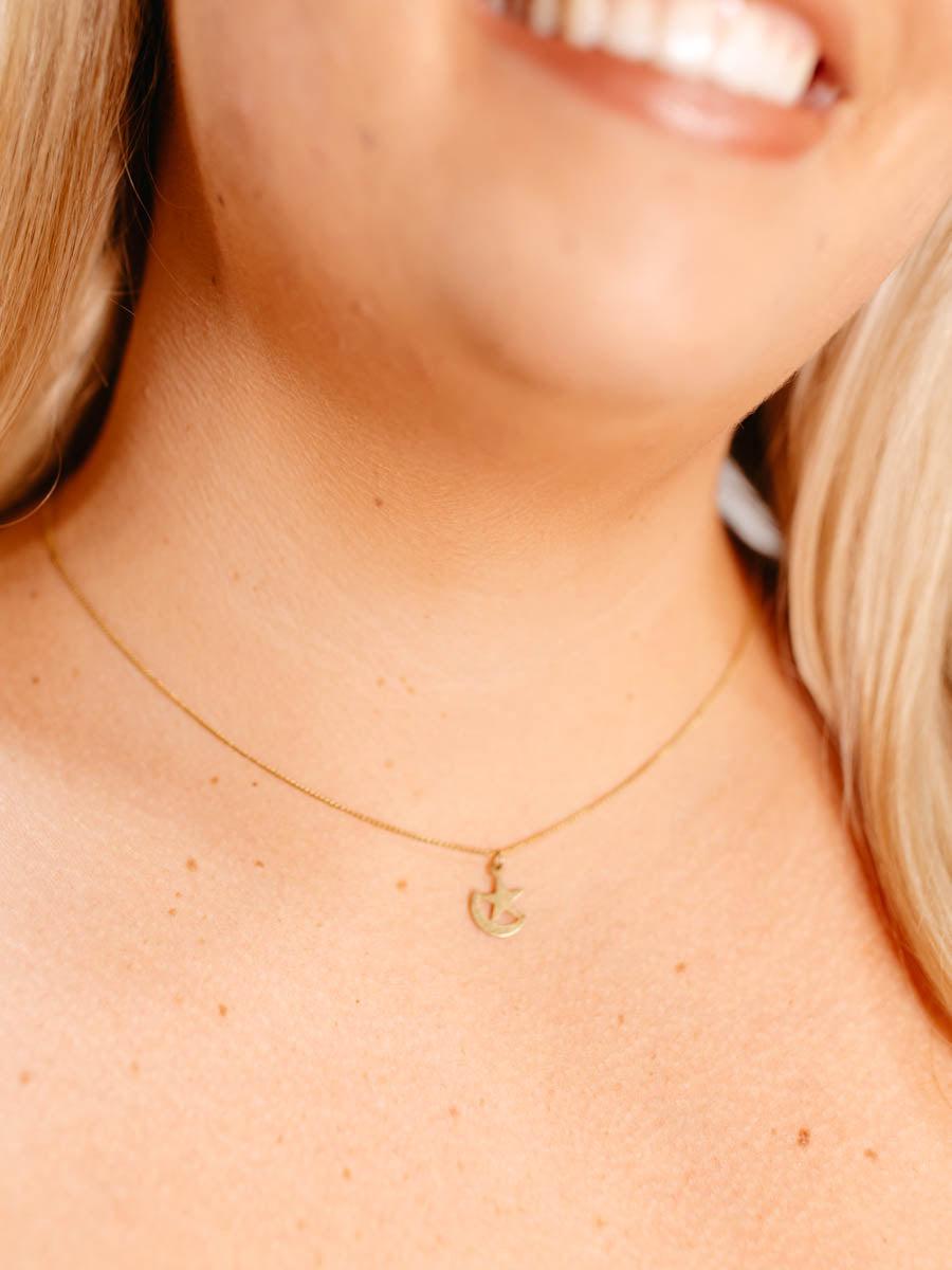 Gold Necklace with Star & Moon Charm-Accessories-[option4]-[option5]-[option6]-Shop-Womens-Boutique-Store