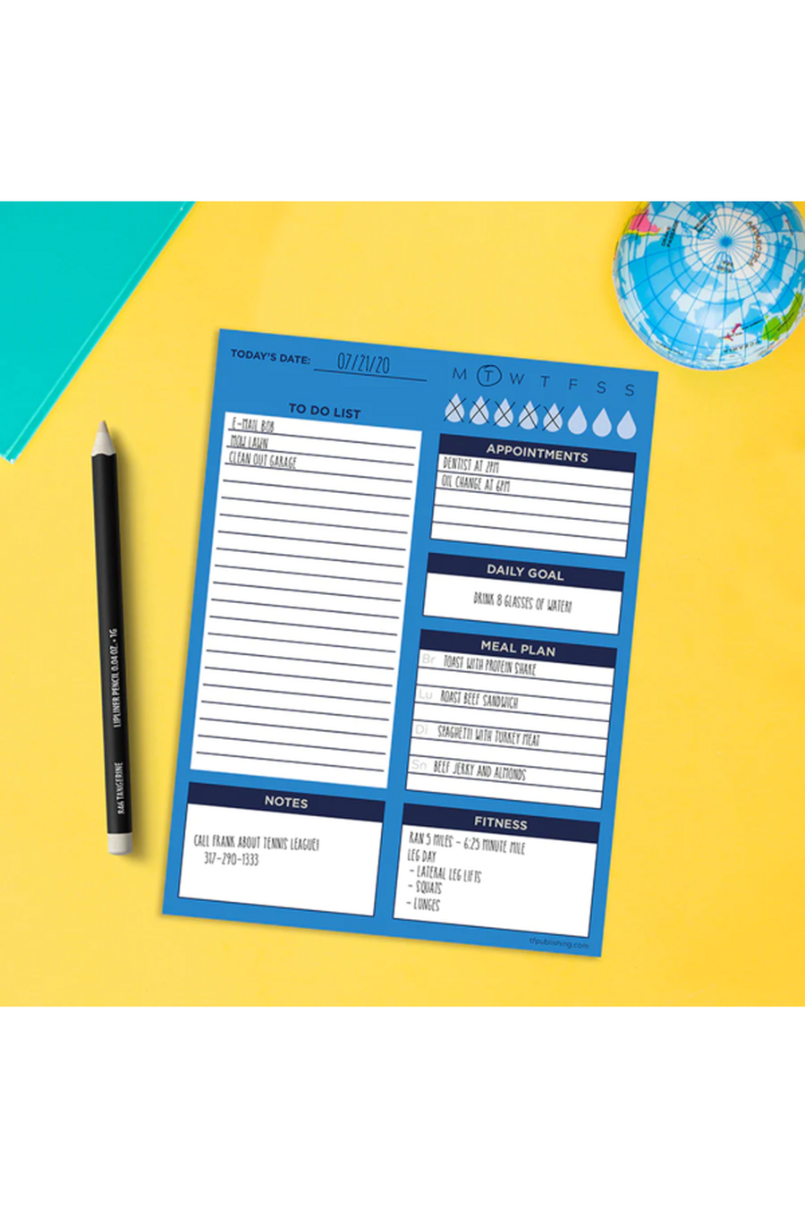 Bright Blue Day Daily Task Pad-Gifts + Candles-[option4]-[option5]-[option6]-Shop-Womens-Boutique-Store