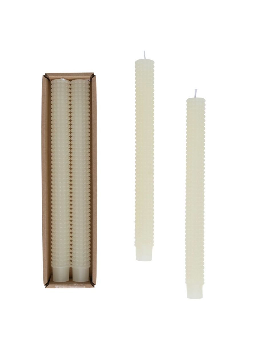 Hobnail Taper Candles-Gifts + Candles-White-[option4]-[option5]-[option6]-Shop-Womens-Boutique-Store