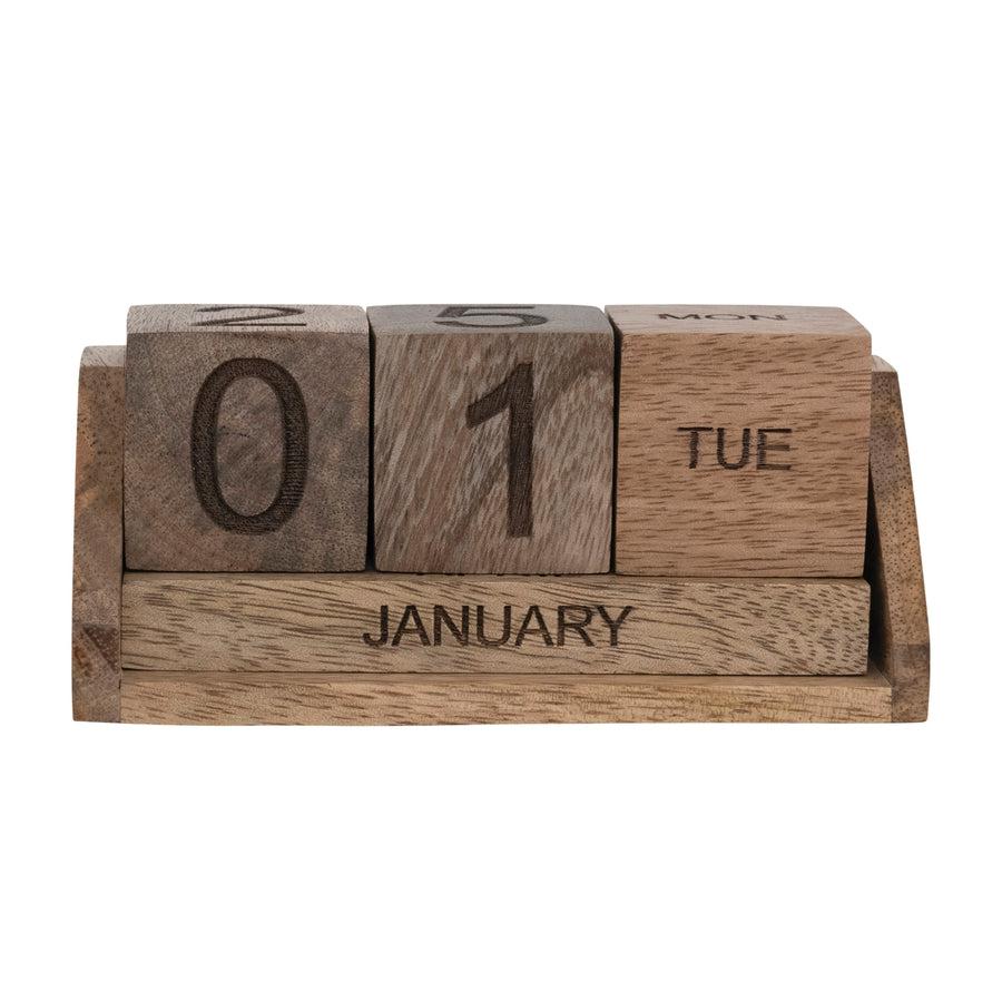 Mango Wood Perpetual Calendar-Home + Entertain-[option4]-[option5]-[option6]-Shop-Womens-Boutique-Store